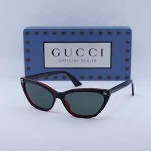 Gucci GG1815S 003 Cat Eye Sunglasses - Shiny Black/Red/Grey